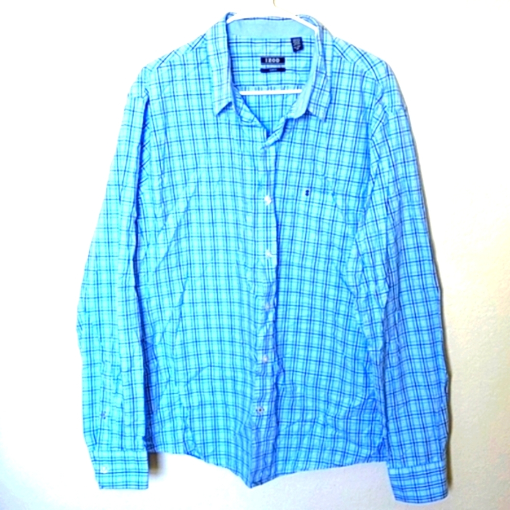 IZOD Slim Fit Plaid Long Sleeve Button Down